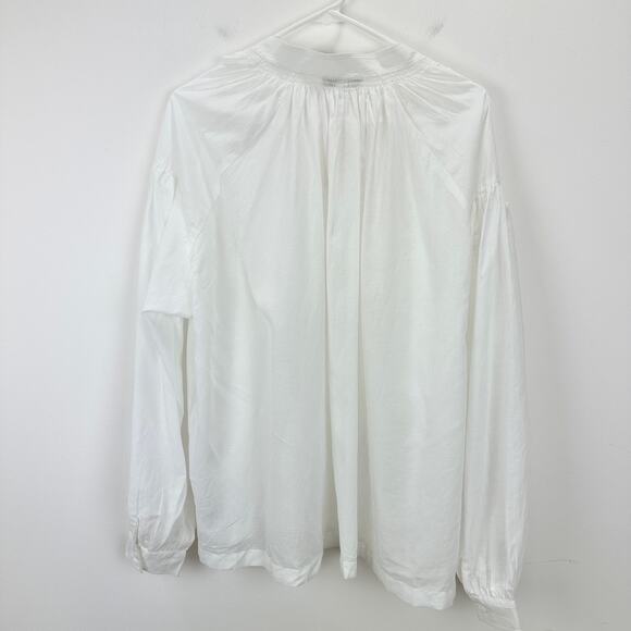 Madewell Shirred Long Sleeve Lightweight Flowy Blouse Cotton White Large NWT - Picture 13 of 15
